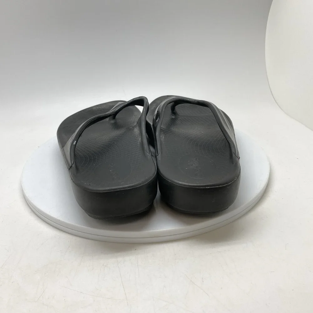 Oofos Oolala Recovery Sandals Womens 9 Black Flip Flops Slip On‎ Thong Comfort